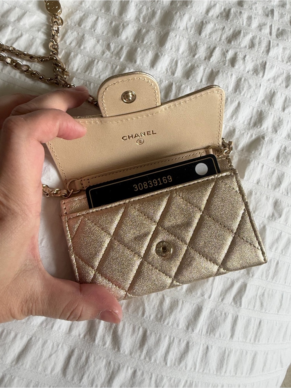 CHANEL Quilted Metallic Mini Crossbody — Gold - Picture 3 of 4